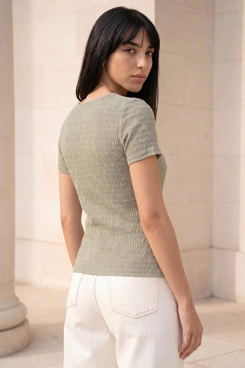 Roman Sage Petite Textured Side Tie Stretch Top - 18 Image 3