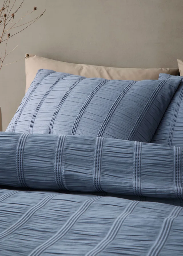 Pineapple Elephant Waffle Seersucker Duvet Cover Set Blue