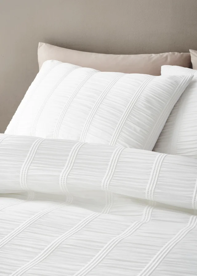 Pineapple Elephant Waffle Seersucker Duvet Cover Set White