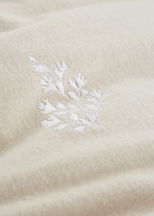 Bianca Fine Linens Brushed Embroidery Leaf Cotton Duvet Cover Set Natural - Single Image 5