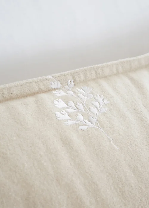 Bianca Fine Linens Brushed Embroidery Leaf Cotton Duvet Cover Set Natural - Single Image 3