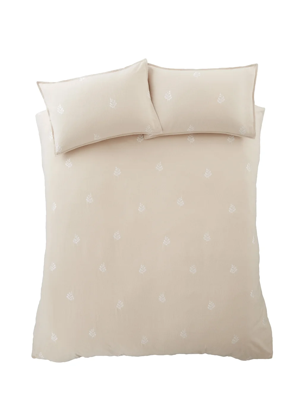 Bianca Fine Linens Brushed Embroidery Leaf Cotton Duvet Cover Set Natural - Single Image 6