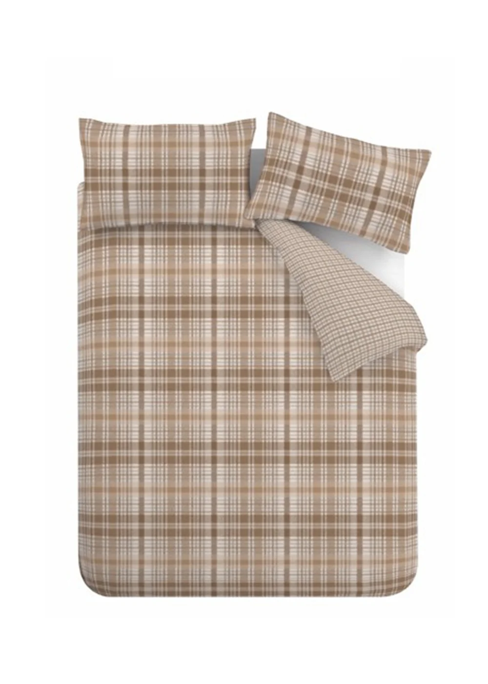 Catherine Lansfield Brushed Hamish Check Duvet Cover Set Natural - Single Image 5