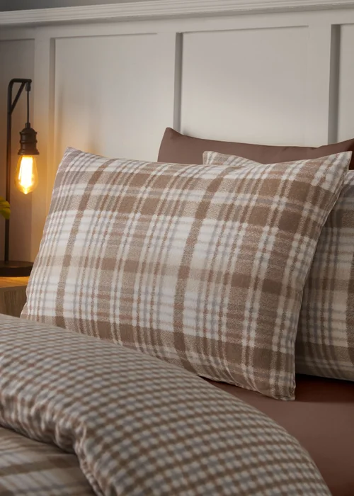 Catherine Lansfield Brushed Hamish Check Duvet Cover Set Natural - Single Image 3