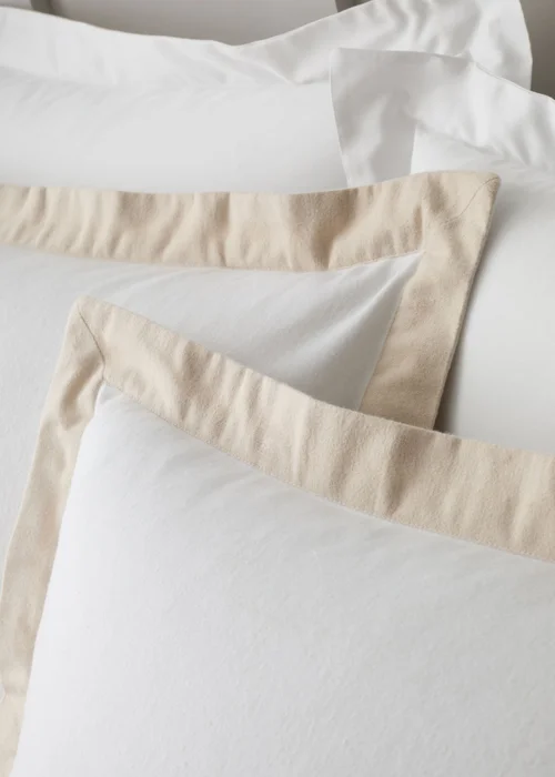 Bianca Fine Linens Brushed Tailored Cotton Duvet Cover Set White / Natural - Single Image 3