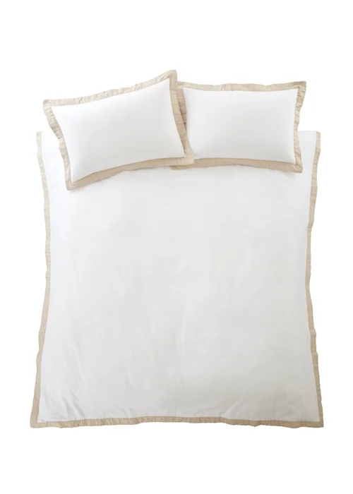 Bianca Fine Linens Brushed Tailored Cotton Duvet Cover Set White / Natural - Single Image 5