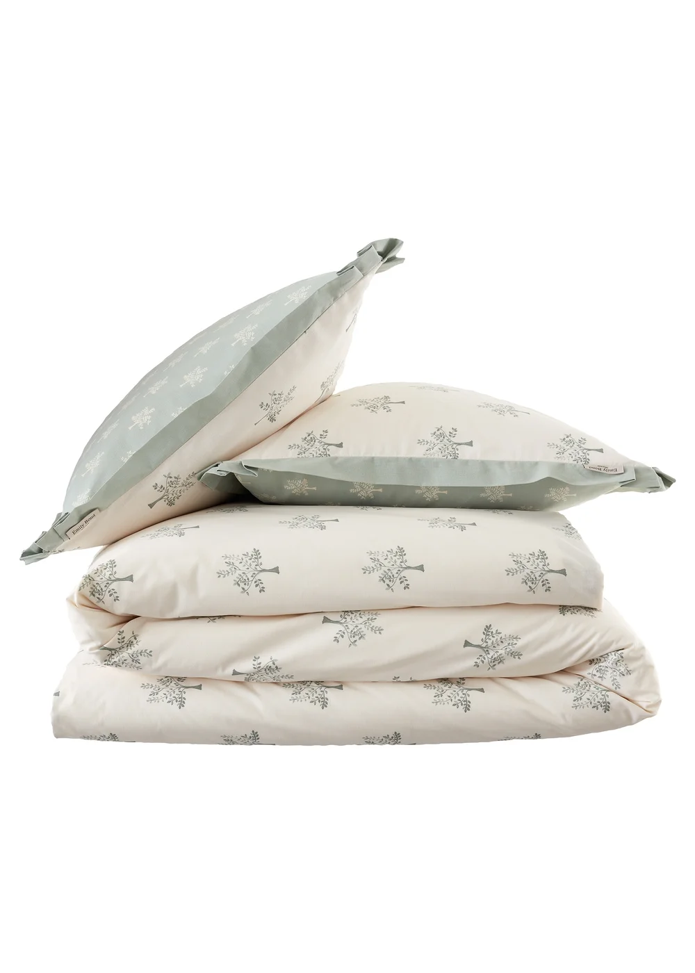 Emily Bond Dapplewood Trees 100% Cotton Reversible Duvet Cover Set Cream - Double Image 6