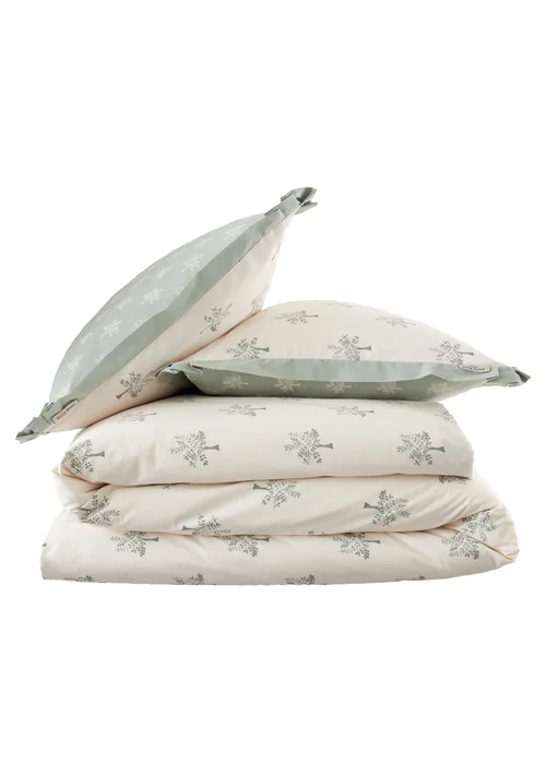Emily Bond Dapplewood Trees 100% Cotton Reversible Duvet Cover Set Cream - Double Image 6