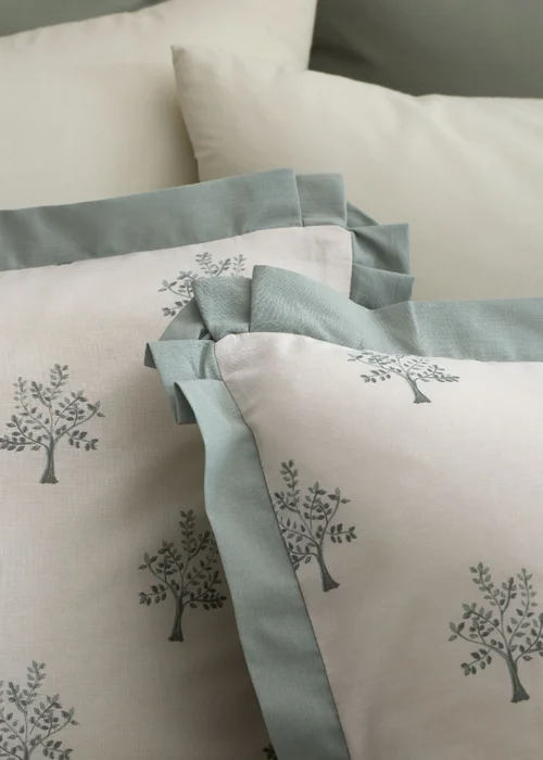 Emily Bond Dapplewood Trees 100% Cotton Reversible Duvet Cover Set Cream - Double Image 4