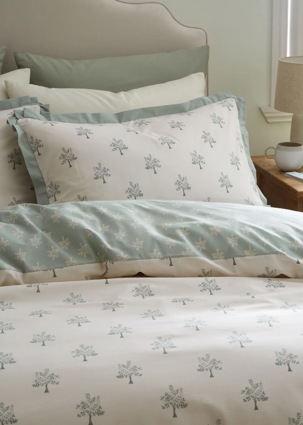 Emily Bond Dapplewood Trees 100% Cotton Reversible Duvet Cover Set Cream - Double Image 3