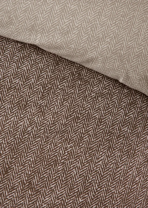 Catherine Lansfield Brushed Herringbone Cotton Reversible Duvet Cover Set Chocolate - Double Image 4