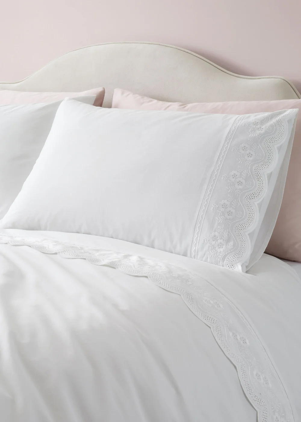 Bianca Fine Linens Elise Lace 200 Thread Count Cotton Duvet Cover Set White - Single Image 2