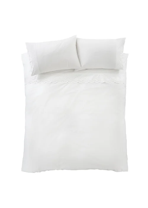 Bianca Fine Linens Elise Lace 200 Thread Count Cotton Duvet Cover Set White - Single Image 5