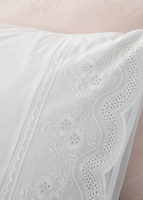 Bianca Fine Linens Elise Lace 200 Thread Count Cotton Duvet Cover Set White - Single Image 3