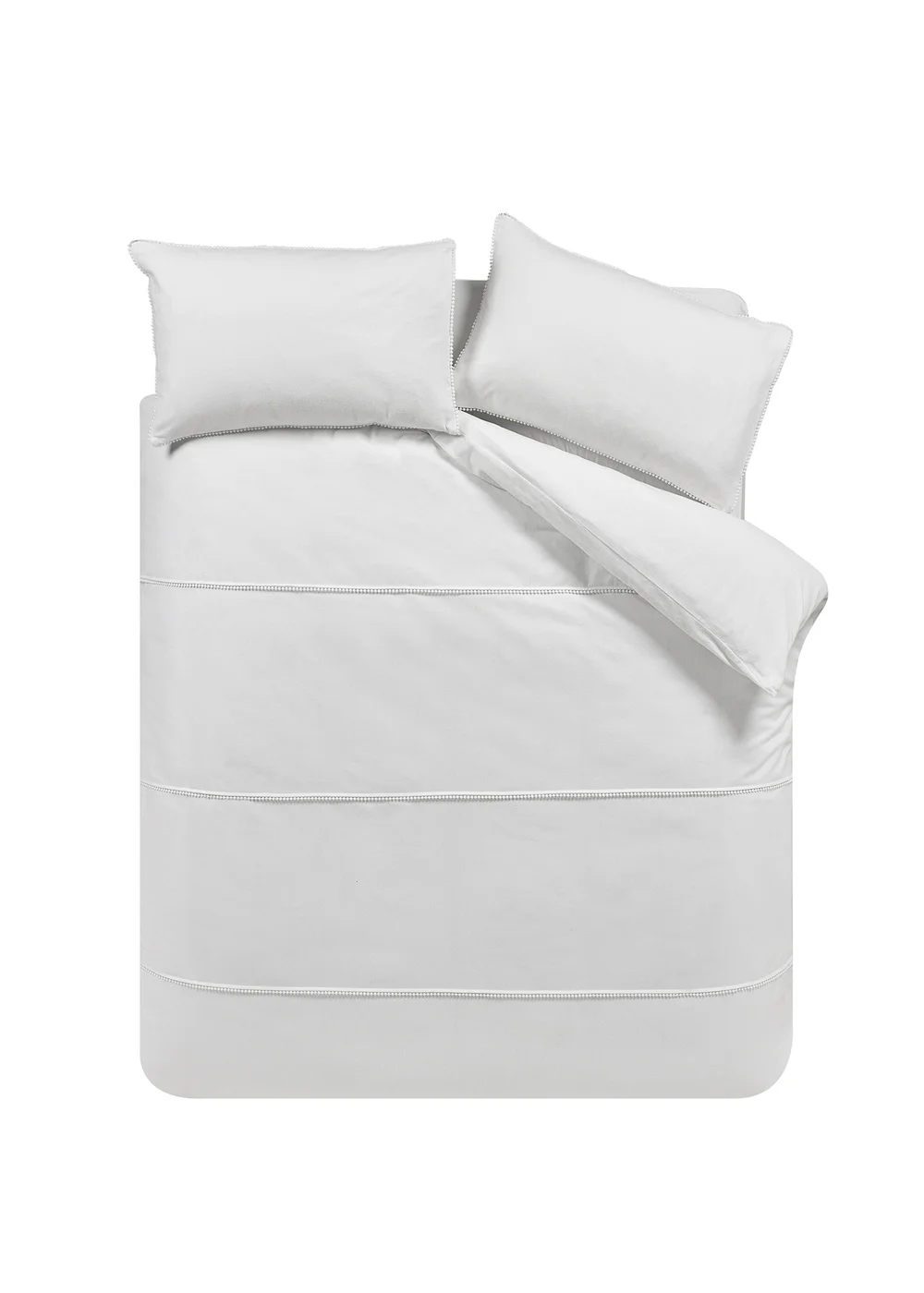 Catherine Lansfield Brushed Pom Pom Cotton Duvet Cover Set White - Single Image 4