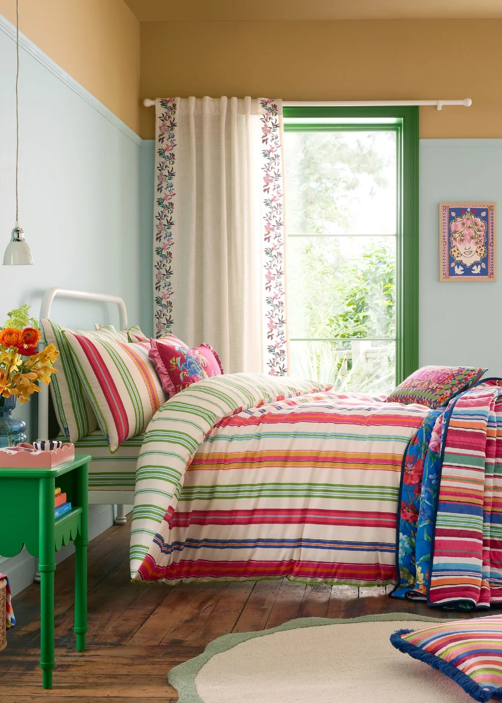 Sophie Robinson Sophie Stripe 100% Cotton Reversible Duvet Cover Set Bright - Single Image 1