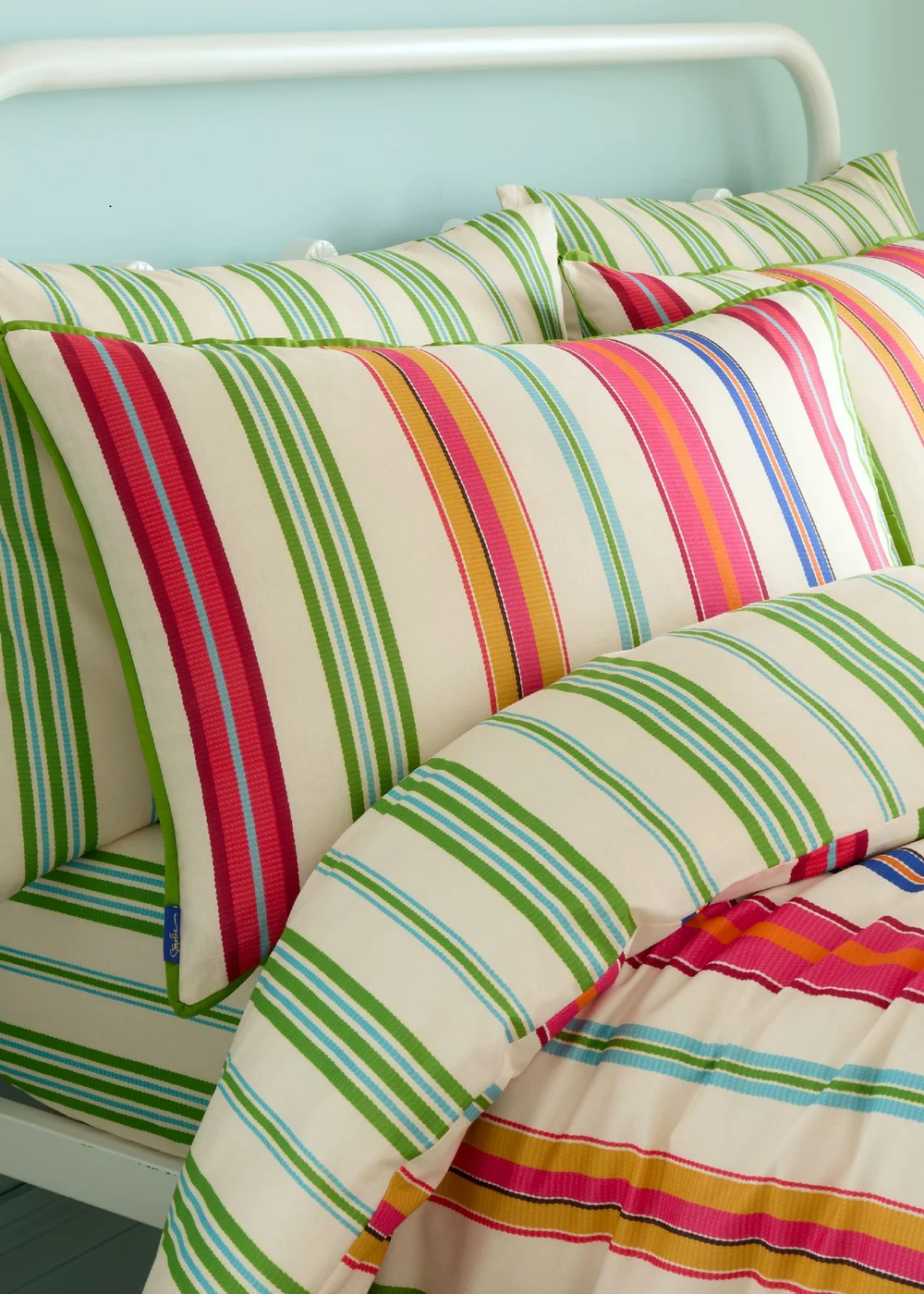 Sophie Robinson Sophie Stripe 100% Cotton Reversible Duvet Cover Set Bright - Single Image 3