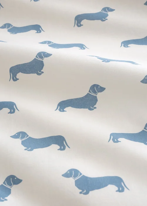 Emily Bond Peggy Dachshund 100% Cotton Reversible Duvet Cover Set Cream / Blue - Single Image 5