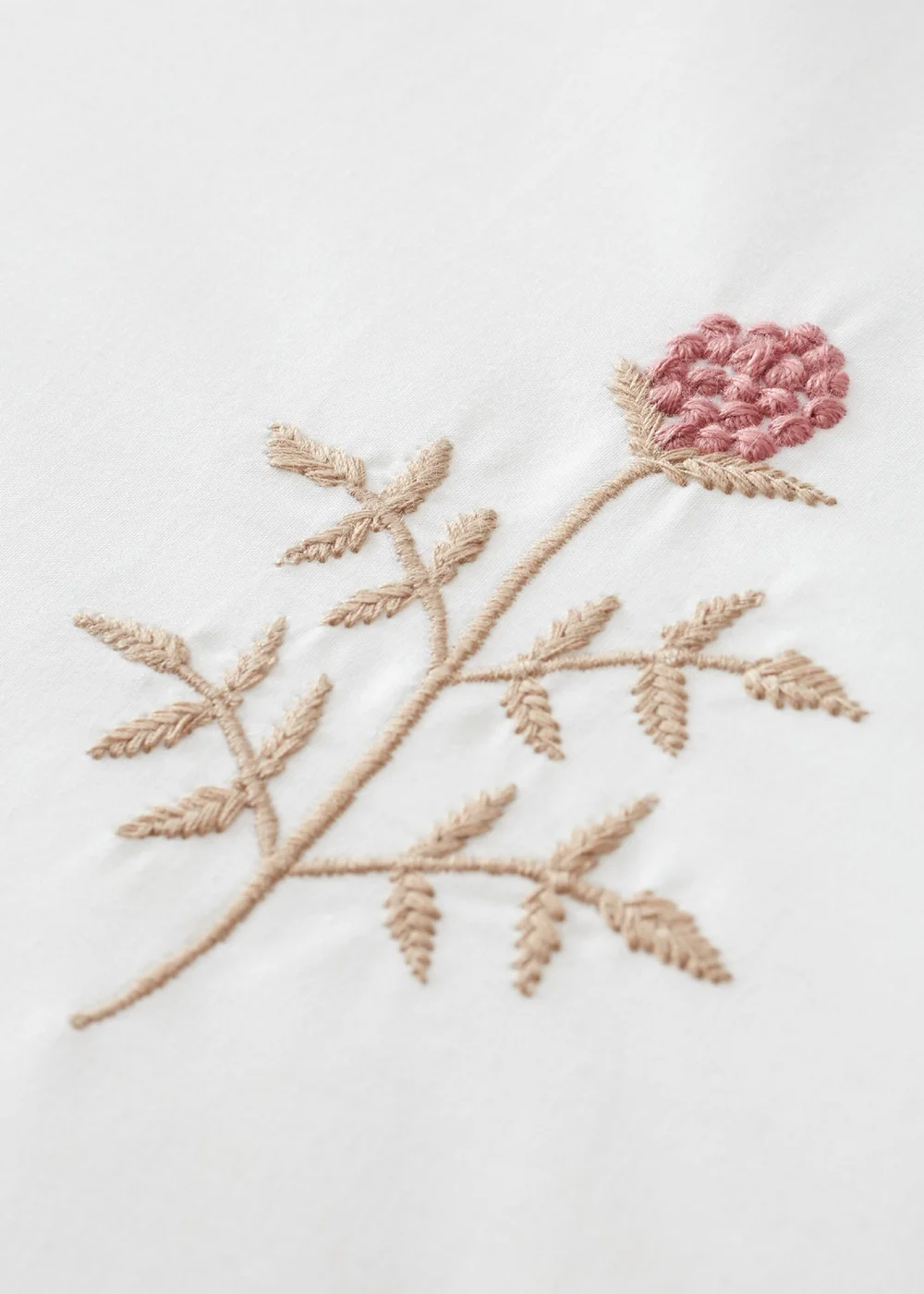 Bianca Fine Linens Adeline Floral Embroidered 200 Thread Count Cotton Duvet Cover Set White - Single Image 4