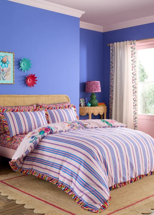 Sophie Robinson Flourish Floral 100% Cotton Reversible Duvet Cover Set Bright - Single Image 2