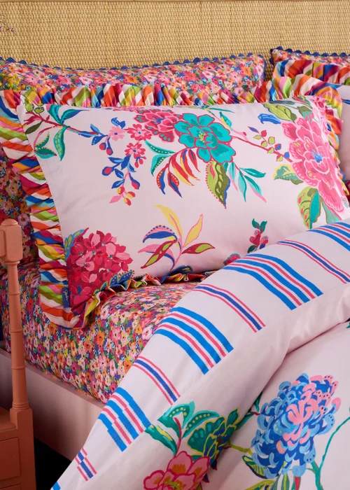 Sophie Robinson Flourish Floral 100% Cotton Reversible Duvet Cover Set Bright - Single Image 3