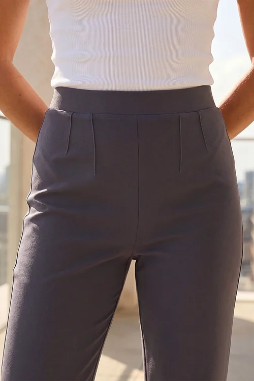 Roman Dark Grey Petite Straight Leg Ponte Stretch Trouser - 10 Image 4