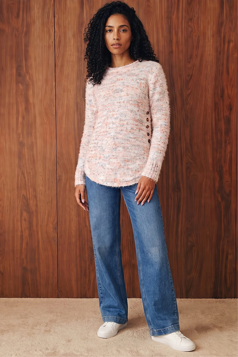 Roman Coral Nep Curved Hem Jumper - 10 Image 2