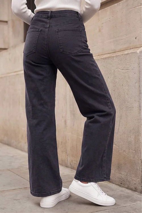 Roman Black Petite Wide Leg Jeans - 10 Image 3