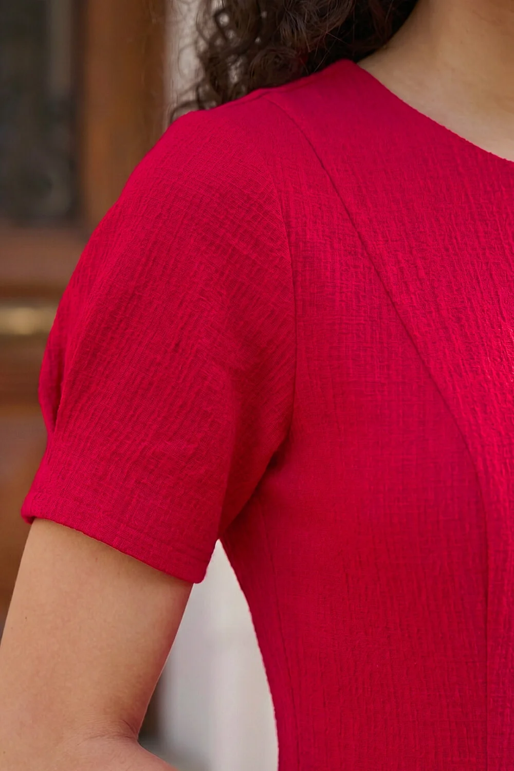 Roman Red Petite Textured Midi Dress - 16 Image 4