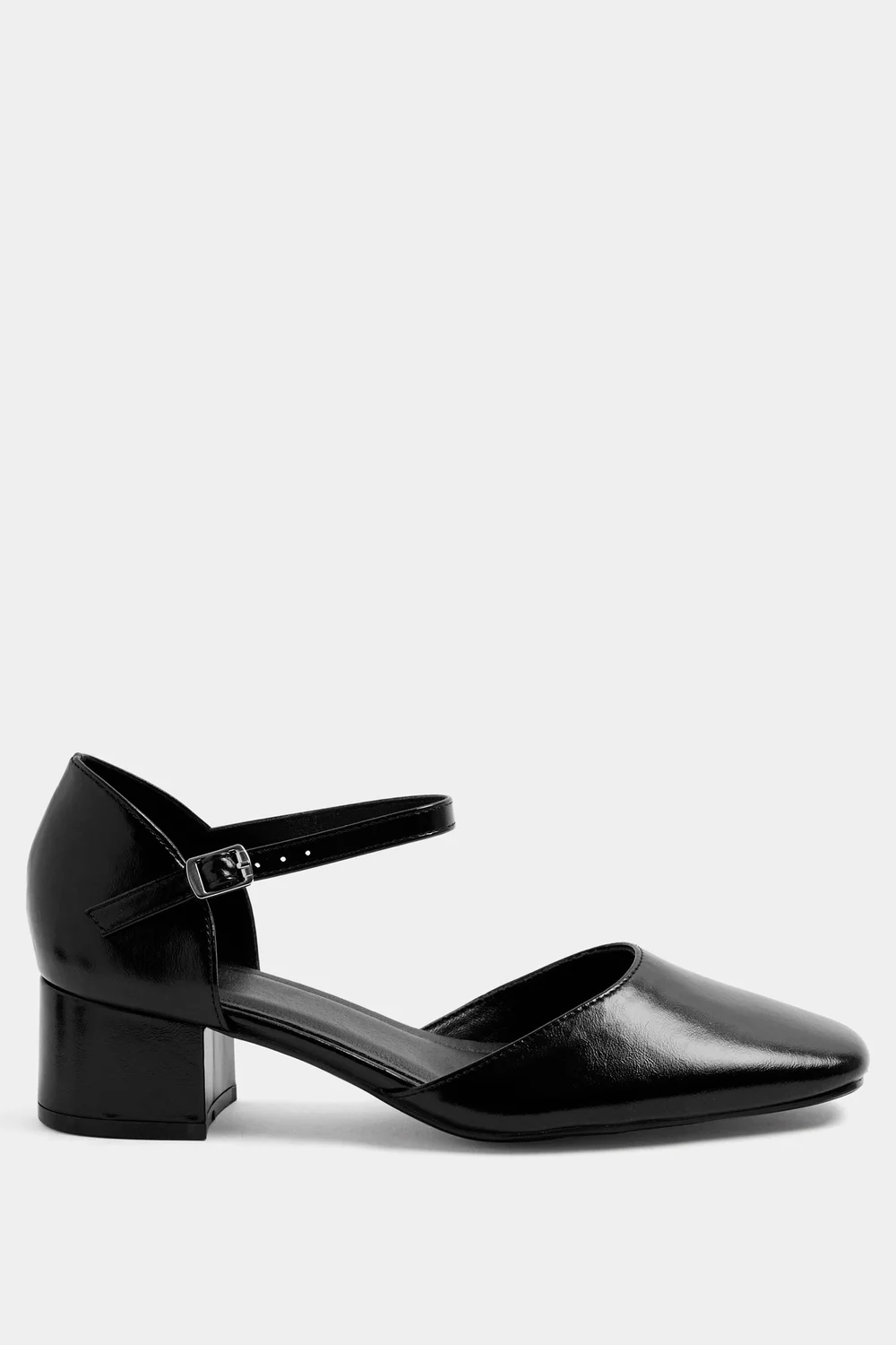 Yours Black Square Toe Block Heels In Wide E Fit - 5 Extra Wide Image 3