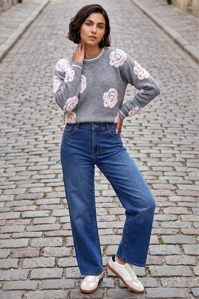 Roman Denim Wide Leg Stretch Jean