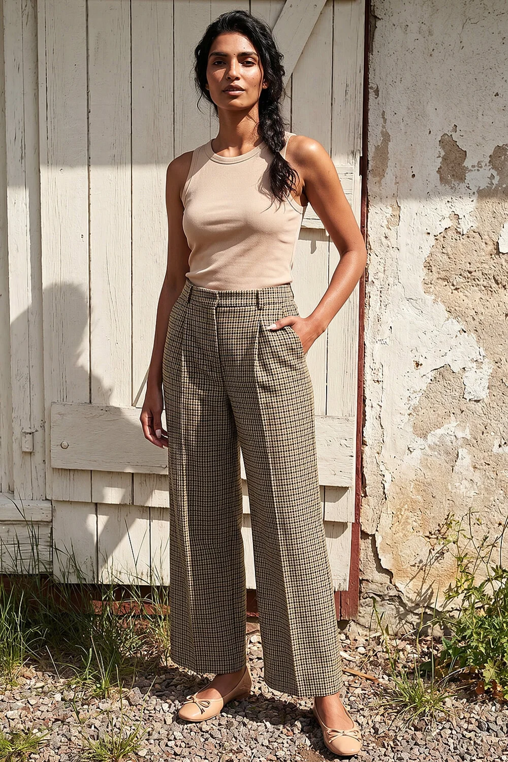 Roman Brown Tweed Wide Leg Trouser - 10 Image 1