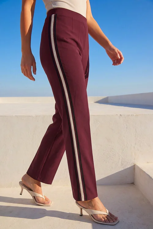 Roman Wine Petite Side Stripe Trouser - 10 Image 2