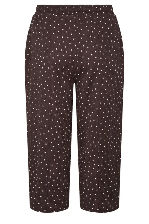 Yours Curve Chocolate Brown Polka Dot Barrel Trousers - 30-32 Image 5