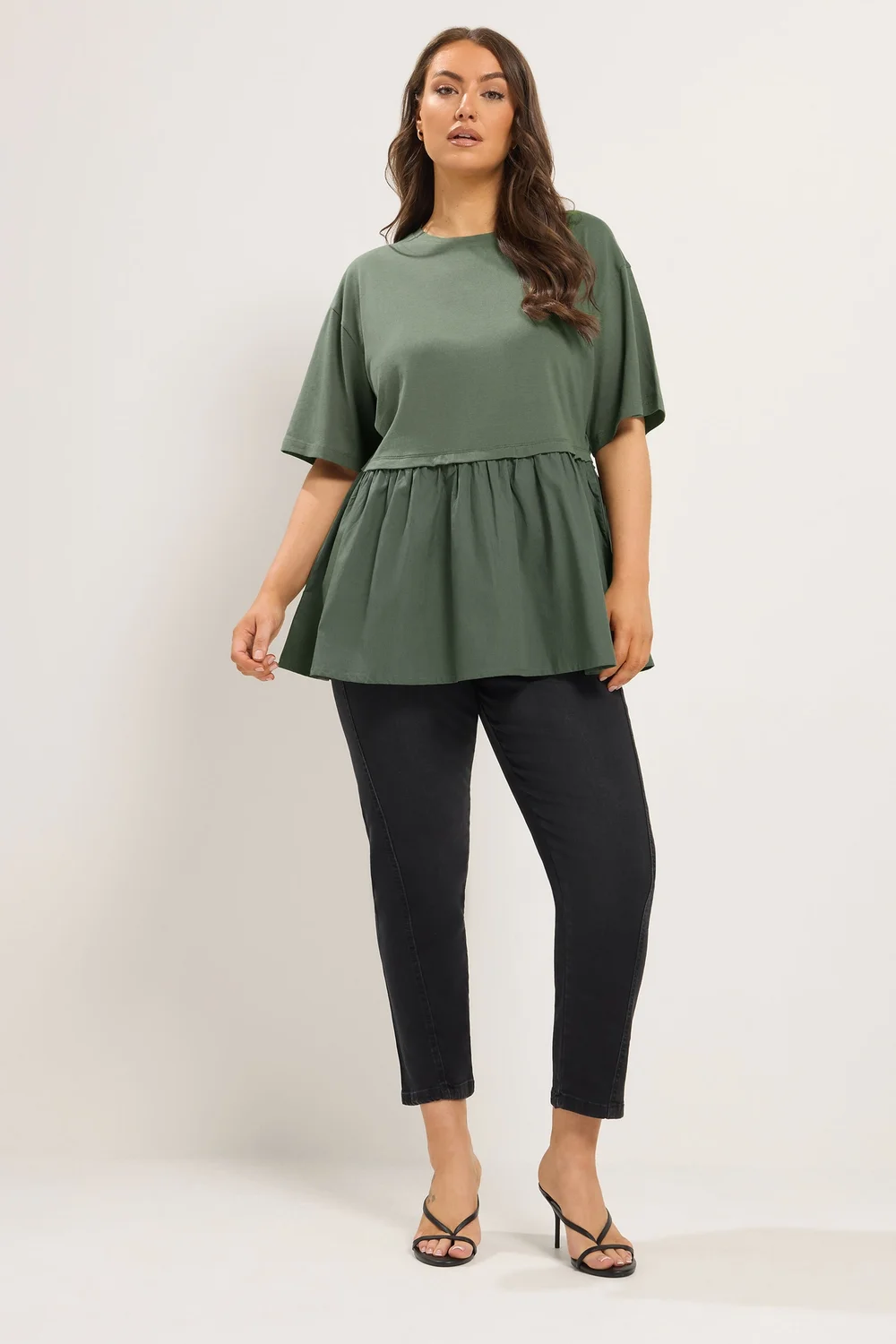 Yours Curve Khaki Poplin T-Shirt - 22-24 Image 2