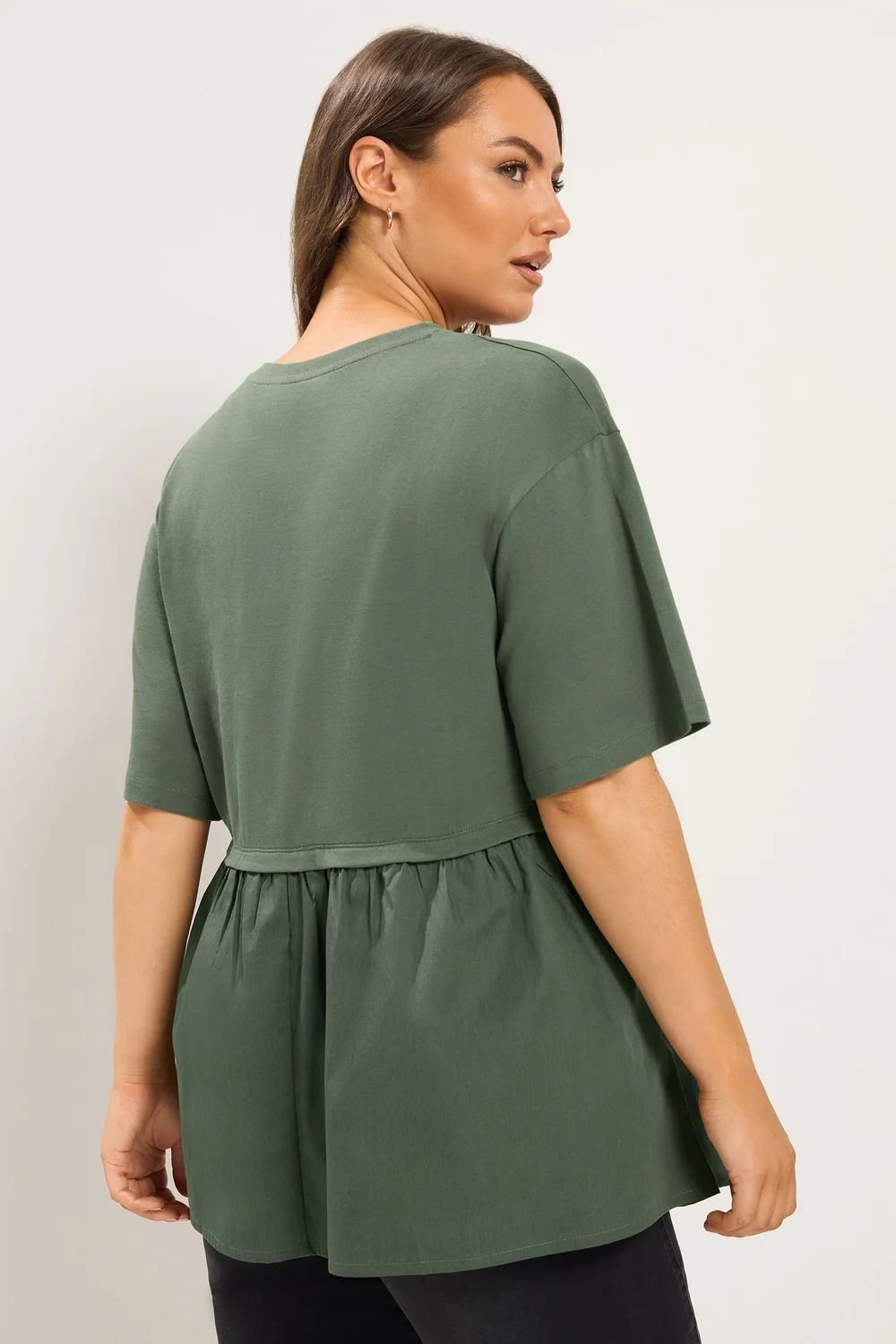 Yours Curve Khaki Poplin T-Shirt - 22-24 Image 3