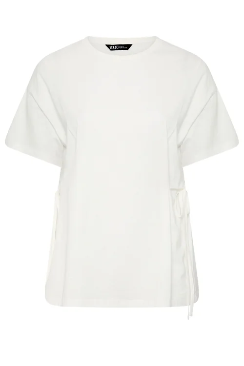 Yours Curve White Tie Front T-Shirt - 38-40 Image 5