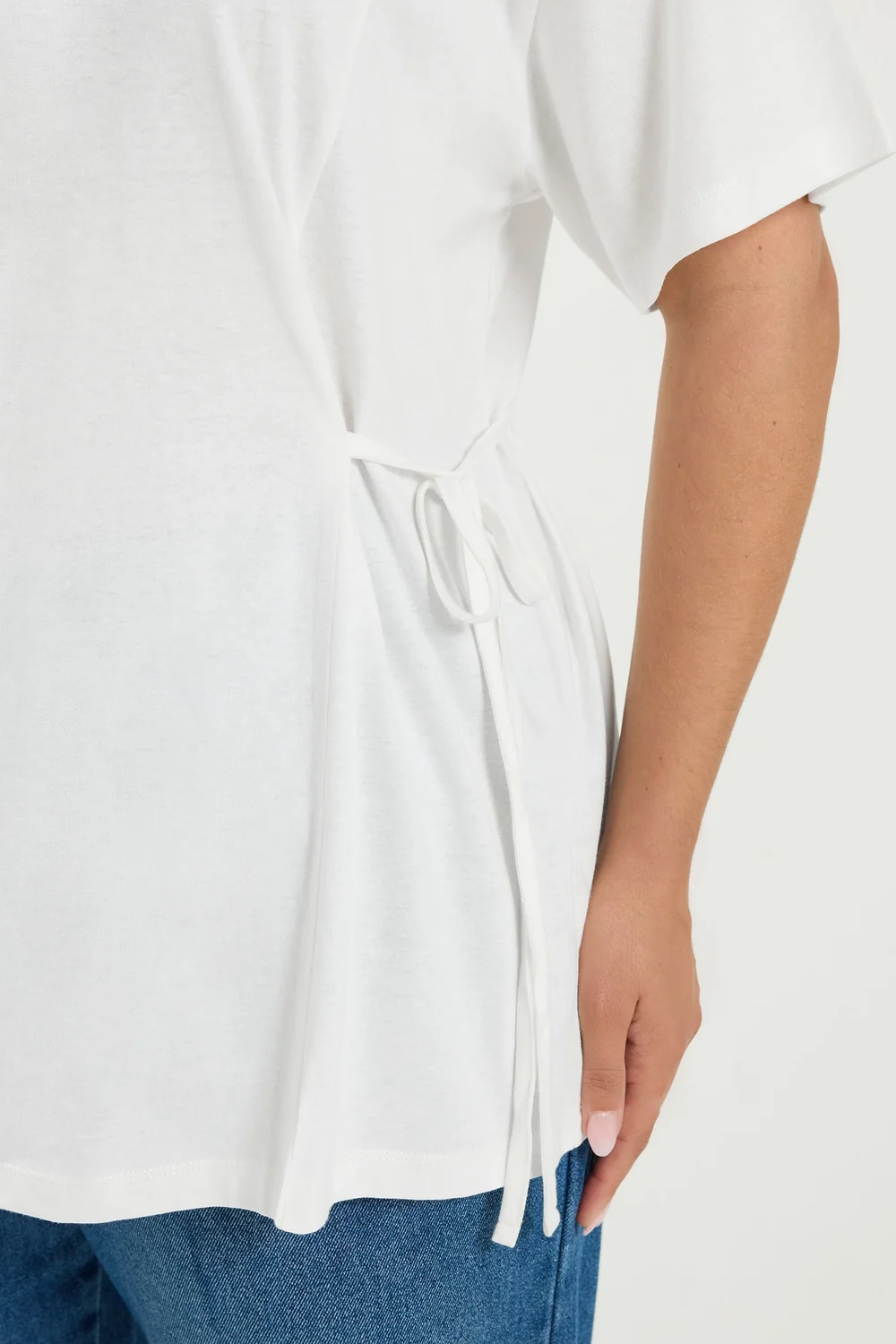 Yours Curve White Tie Front T-Shirt - 38-40 Image 4