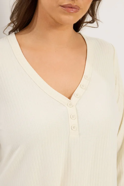 Yours Curve Cream Henley Swing Top - 22-24 Image 4