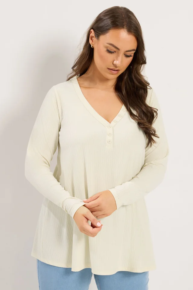 Yours Curve Cream Henley Swing Top