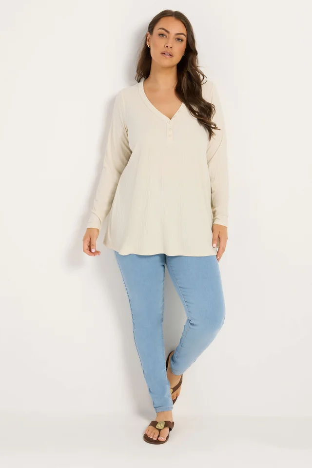 Yours Curve Cream Henley Swing Top