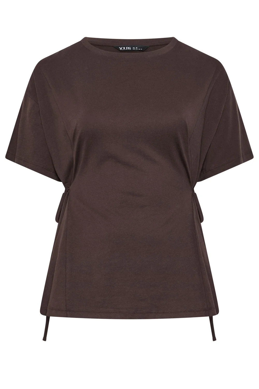 Yours Curve Chocolate Brown Side Tie T-Shirt - 34-36 Image 5