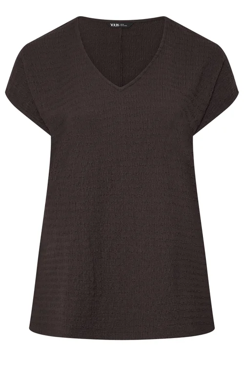 Yours Curve Chocolate Brown Textured T-Shirt - 20 Image 5