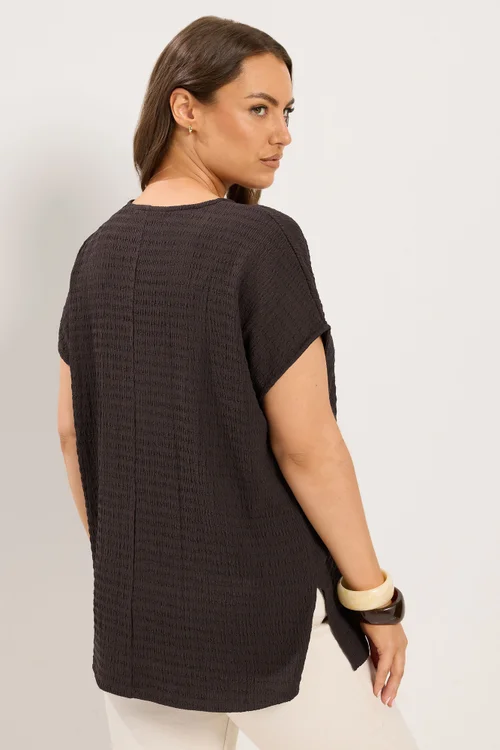 Yours Curve Chocolate Brown Textured T-Shirt - 20 Image 3