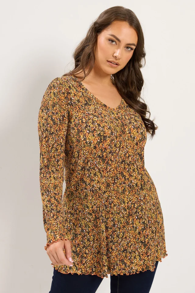 Yours Curve Orange Floral Tunic Top