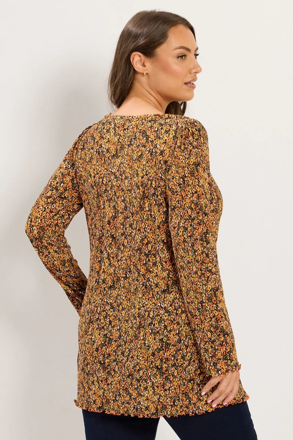 Yours Curve Orange Floral Tunic Top - 34-36 Image 3