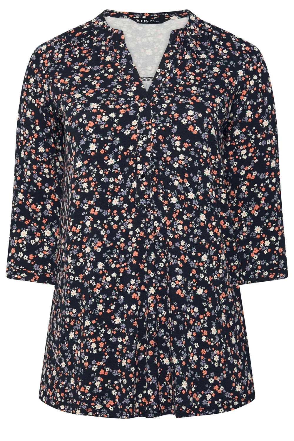 Yours Curve Black Floral Shirt - 38-40 Image 5