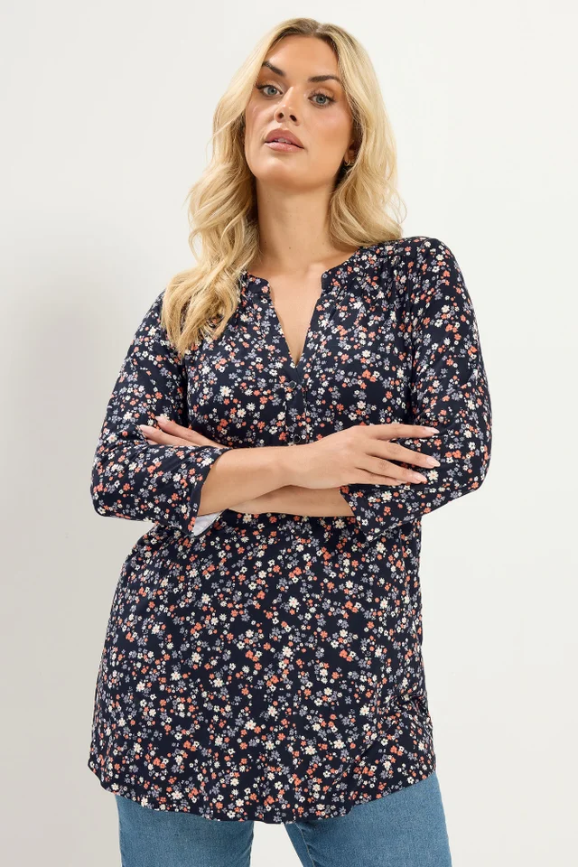 Yours Curve Black Floral Shirt