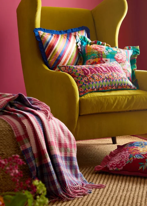 Sophie Robinson Darling Waffle Check 220x230cm Blanket Throw Bright - One Size Image 4