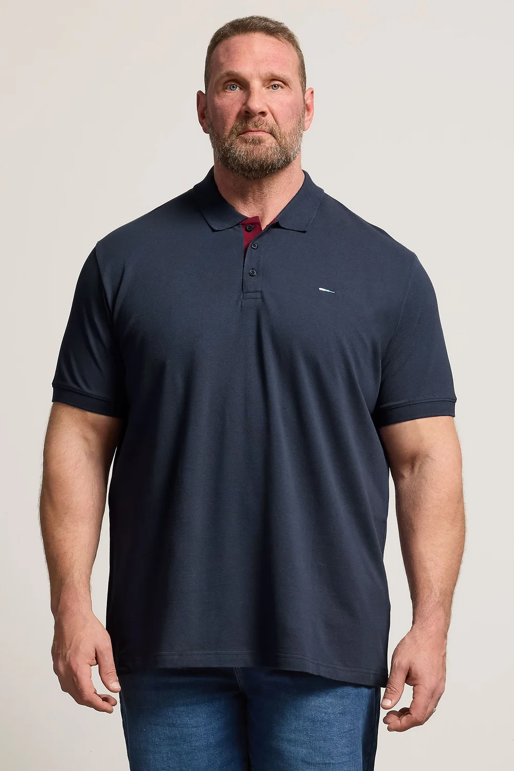 BadRhino Navy Blue & Red Contrast Polo Shirt - 4XL Image 1